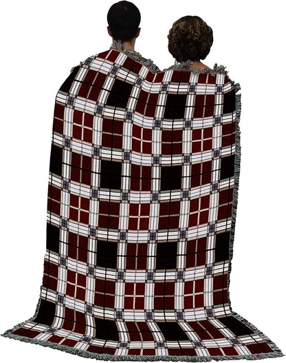 Pure Country Weavers Plaid Blanket Brickcraft - Patterns Gift Tapestry Throw Woven from Cotton - Made in The USA (72x54)