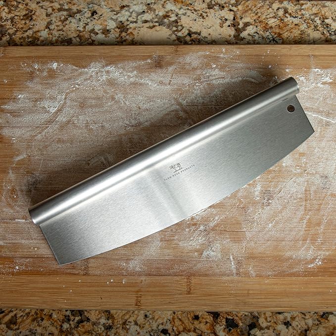 Stainless Steel Rocker Pizza Cutter – Heavy-Duty 13.75-Inch Blade – Professional Pizza, Dough, Bread, and Herb Slicer – Ergonomic Handle – Dishwasher Safe