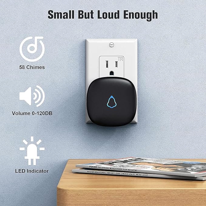 SECRUI Wireless Doorbell with 3Receivers 2 Push Buttons, Easy installation
