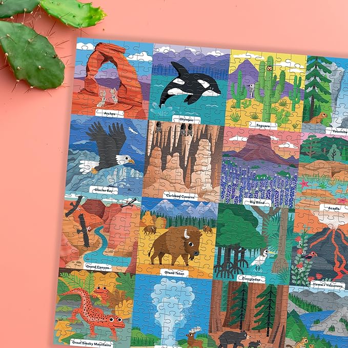 Little Park Ranger 500 Piece Family Puzzle from Mudpuppy - Beautifully Illustrated Portraits of U.S. National Parks, 20" x 20", Provides Hours of Puzzling Fun, Ages 8+, Puzzle Image Insert Included