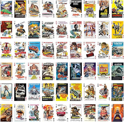 CARSPLOITATION Playing Cards (Poker Deck 54 Cards All Different) Vintage Retro Car Crash Bikers Action Movie Posters