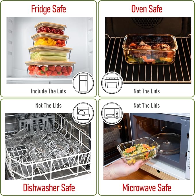 Set of 4 Stackable Space-Saving Nesting Glass Containers