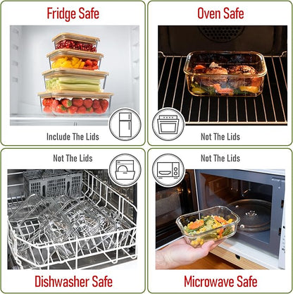 Set of 4 Stackable Space-Saving Nesting Glass Containers
