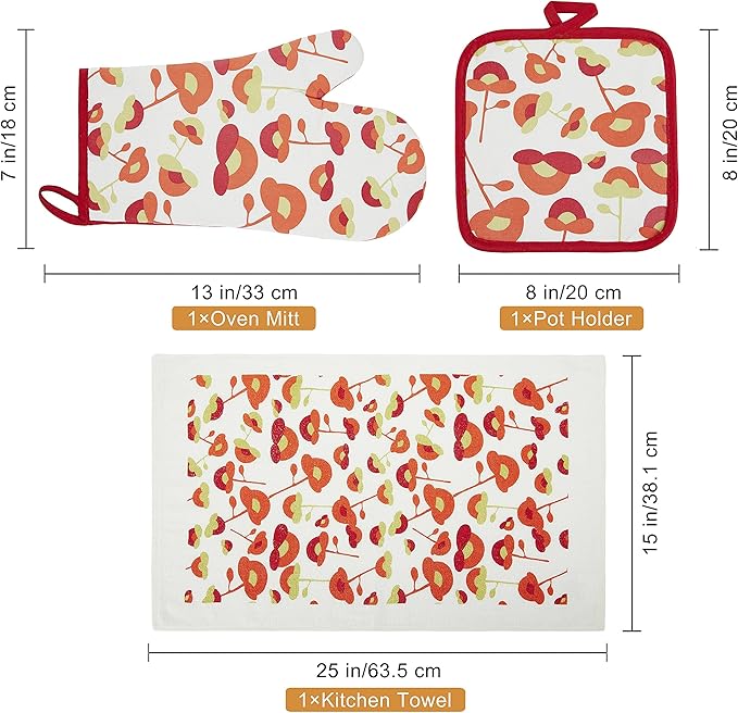 Oven Mitts and Potholders Dish Towles Set 100% Cotton