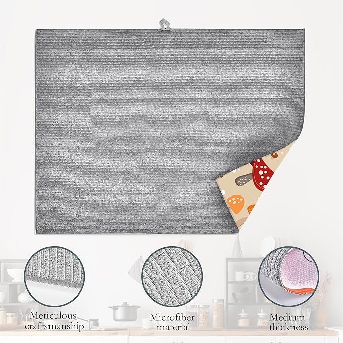 Funny Mushrooms Dish Drying Rack Mats Decor
