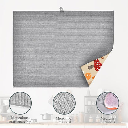 Funny Mushrooms Dish Drying Rack Mats Decor