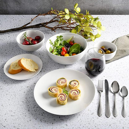 Gibson Home All U Need 60 Piece Plates, Bowls, Glassware, Forks, Spoons, and Knives (Service for 6) Dinnerware Set