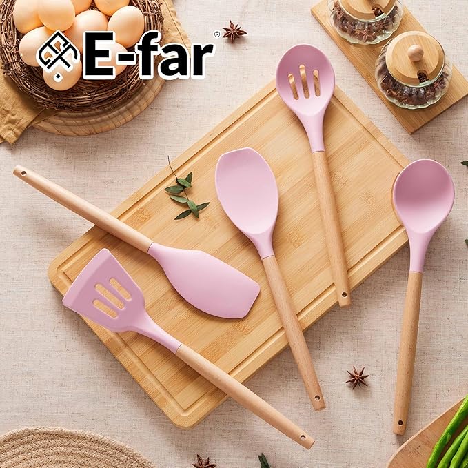 E-far Silicone Cooking Utensils Set, 10-Piece Kitchen Utensils Set