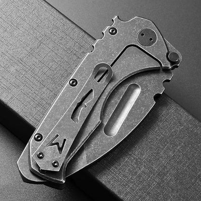 Ccanku C1137 Folding Knife, D2 Steel Blade Steel Handle EDC Tool Knife for Outdoor Camping Hiking Fishing (Steel)