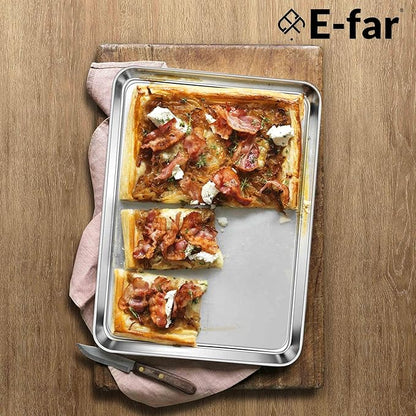 E-far Large Baking Sheets Set of 4, 20”x14” Stainless Steel Cookie Sheet Pans