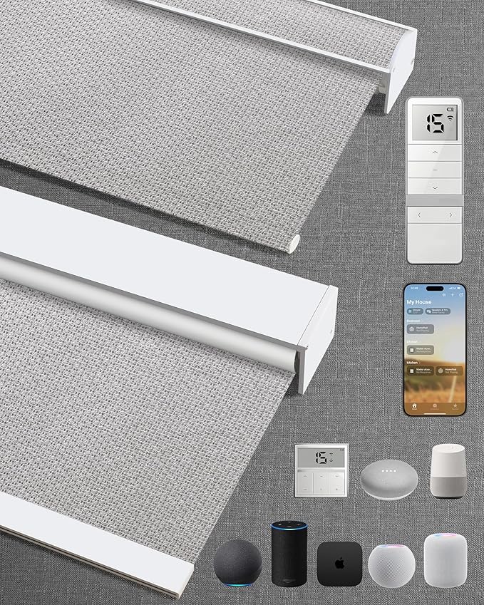 Kincmo Motorized Blinds with Remote, 100% Blackout Motorized Roller Shades Work