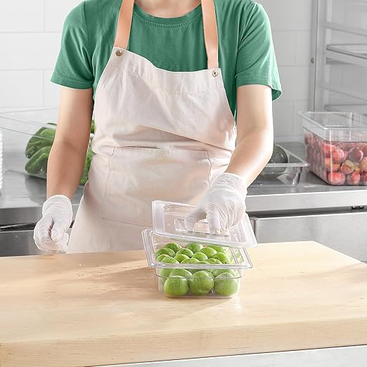 6 PCS Clear Food Pan Lids Universal 1/3 Size Polycarbonate Lids with Handle Food Storage Container Cover for Commercial Restaurant Hotel Dishwasher Safety BPA Free