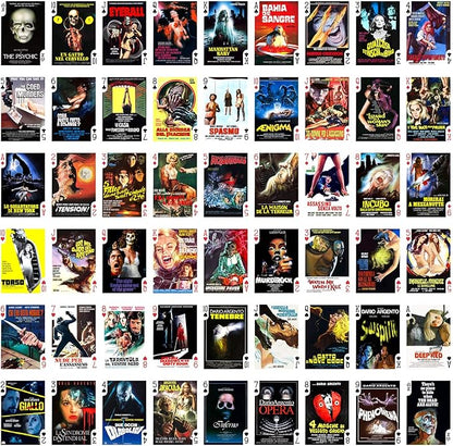 Giallo Playing Cards (Poker Deck 54 Cards All Different) Vintage Trash Horror Movie Poster Thriller