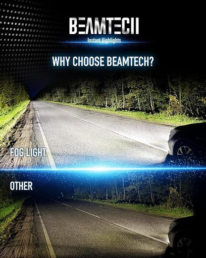 BEAMTECH H7 Fog Light Bulb Fog Light 6500K Xenon White Fanless In Line Pack Of 2