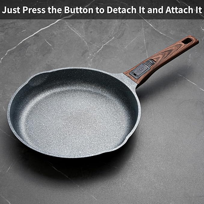 10 Inch and 12.5 Inch Smart Nonstick Frying Pan Set with Removable Handles,Cast Aluminum and Anti-Scratch Skillets,Compatible with All Stovetops,Dishwasher and Oven Safe
