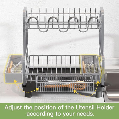 romision 2 Tier Compact Stainless Steel Dish Drainers Drying Rack