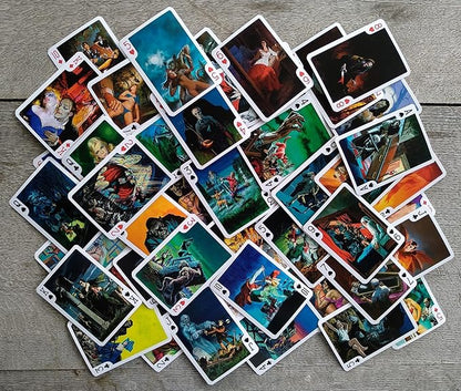 Horror Playing Cards (Poker Deck 54 Cards All Different) Vintage Horror Action Comics Pulp Fiction Scary Spooky Halloween