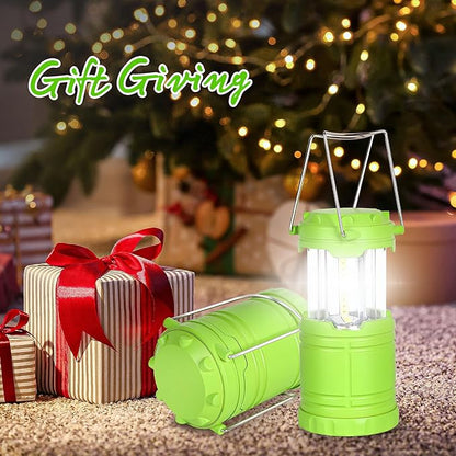 2-Pack Mini LED Camping Lanterns, Portable Camping Lights, Outdoor Tent Lights, Essential Emergency Lights for Power Outages, Hiking, Survival Kit for Hurricane, Green