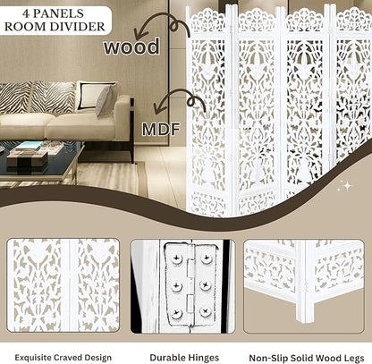 Lightnpro 4-Panel Wooden Room Divider 72"×72"