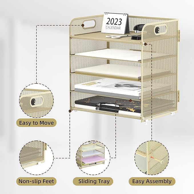 Supeasy 5 Trays Paper Organizer Letter Tray
