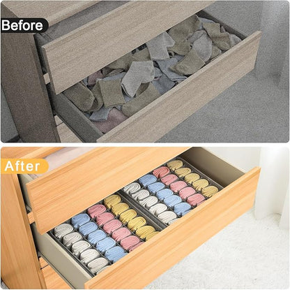 Joyoldelf Sock Drawer Organizer Divider Underwear Organizer 24-cell Fabric