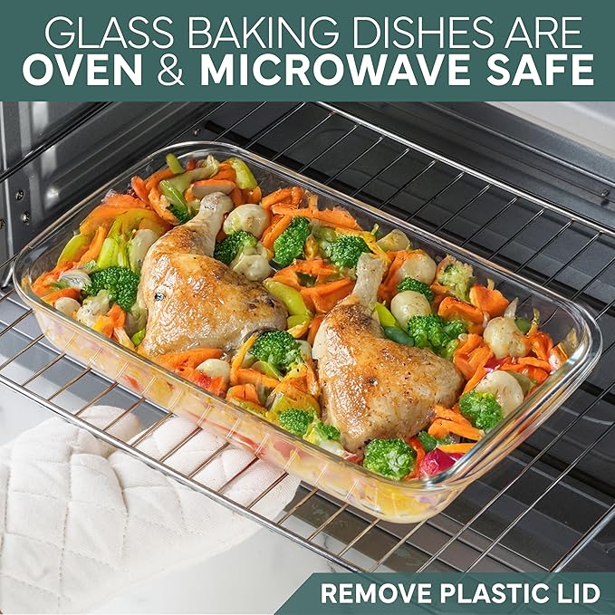 COOK WITH COLOR 8-Piece Deep Glass Baking Dish Set with Plastic Lids –