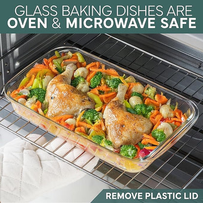 COOK WITH COLOR 8-Piece Deep Glass Baking Dish Set with Plastic Lids –