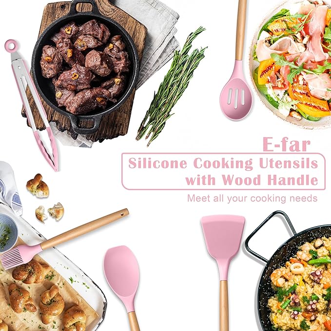 E-far Silicone Cooking Utensils Set, 10-Piece Kitchen Utensils Set