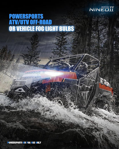 NINEO 2026 Upgrade H 7 Fog Bulbs, 600% Brighter 6500K White, Fan-Cooled, No Adapter Required, Non-Polarity, Plug & Play, Off Road or Fog Lights, 2 Pack
