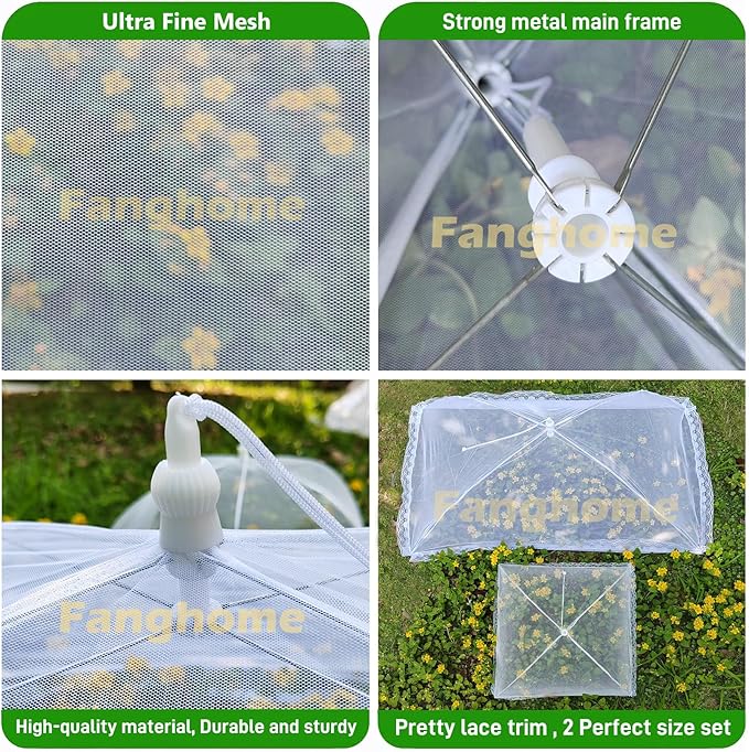 Food Covers for Outside Mesh, 2 Pack 40"X24" + 2 Pack 17"X17" Extra Large Pop