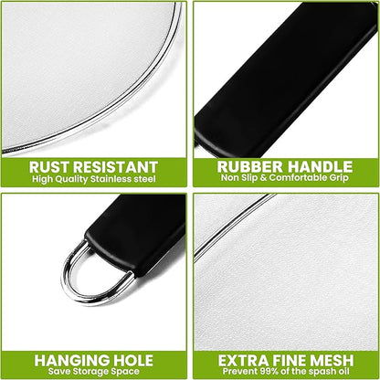13" Grease Splatter Screen for Cooking | Stainless Steel Oil Splatter Guard and