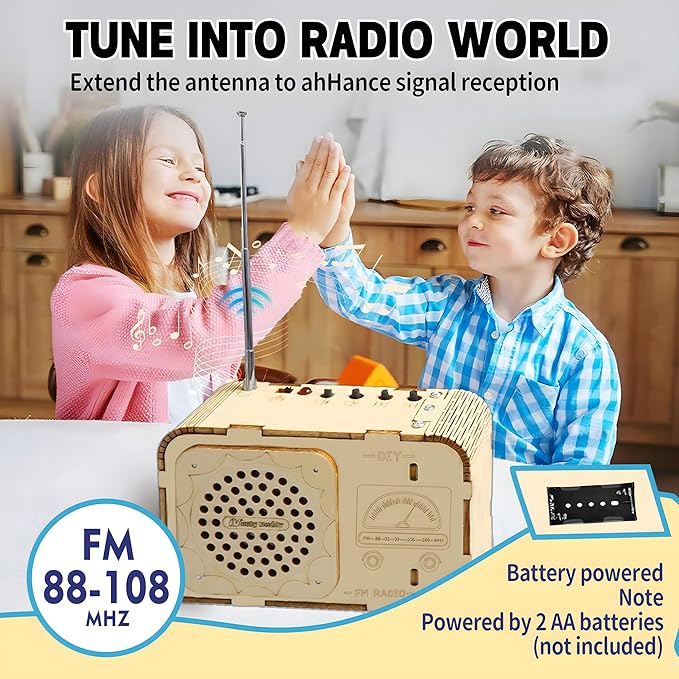 STEM Toys for Kids Age 8-14, Science Kits Educational DIY Radio Building Set - Wooden 3D Puzzle Electronics for 8-12 Year Olds