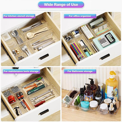 25 PCS Clear Plastic Drawer Organizer Set