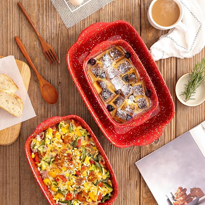 3-Pack Ceramic Lasagna Pan, Heavy-Duty Rectangular Baking Dishes, High Heat