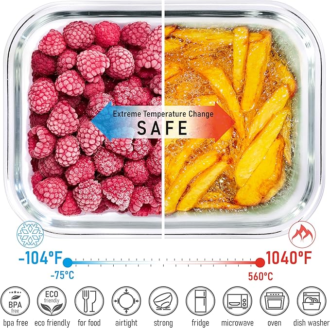 Set of 4 Stackable Space-Saving Nesting Glass Containers
