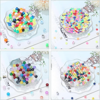 XIANNVXI 1260pcs Pearl Beads Kit for Friendship Bracelet 18color 6mm Colorful Pearl Kandi Letter Beads Kit for Jewelry Making DIY Crafts