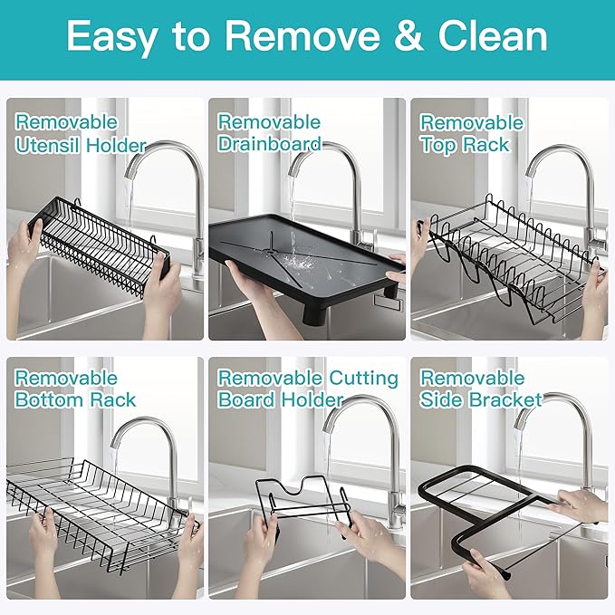 romision 2 Tier Compact Stainless Steel Dish Drainers Drying Rack