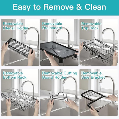 romision 2 Tier Compact Stainless Steel Dish Drainers Drying Rack