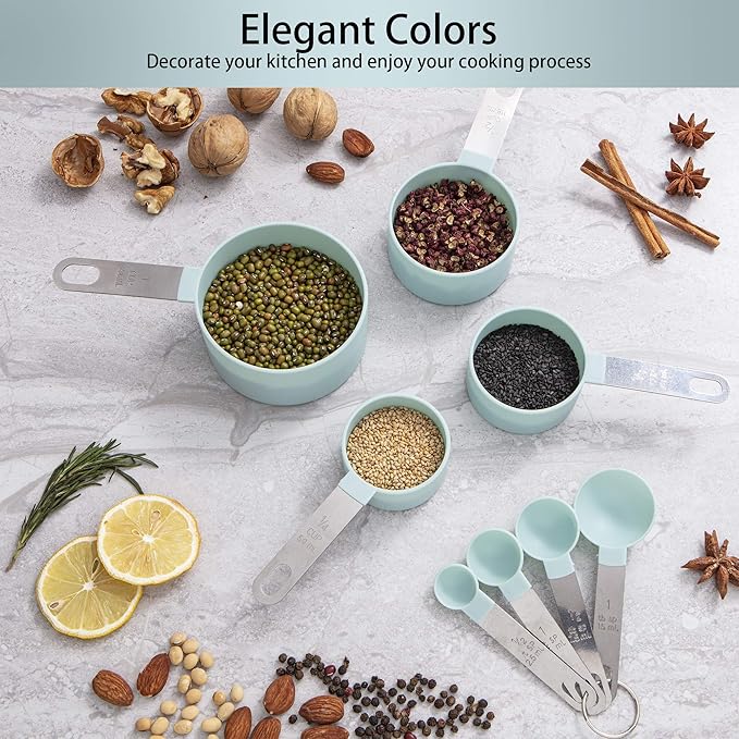 Measuring Cups and Spoons Set of Huygens Kitchen Gadgets 10 Pieces, Stackable