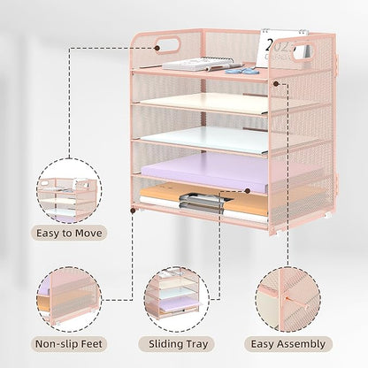 2 Pack 5-Tier Pink Desk Organizer