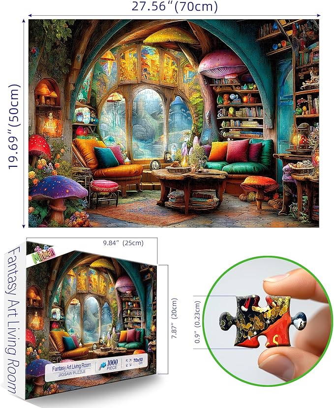 1000 Piece Jigsaw Puzzle for Adults - Enchanted Treehouse Interior with Magical Forest View, 27.5x19.7 Inches Unique Challenging Adult Puzzle for Relaxation & Home Decor