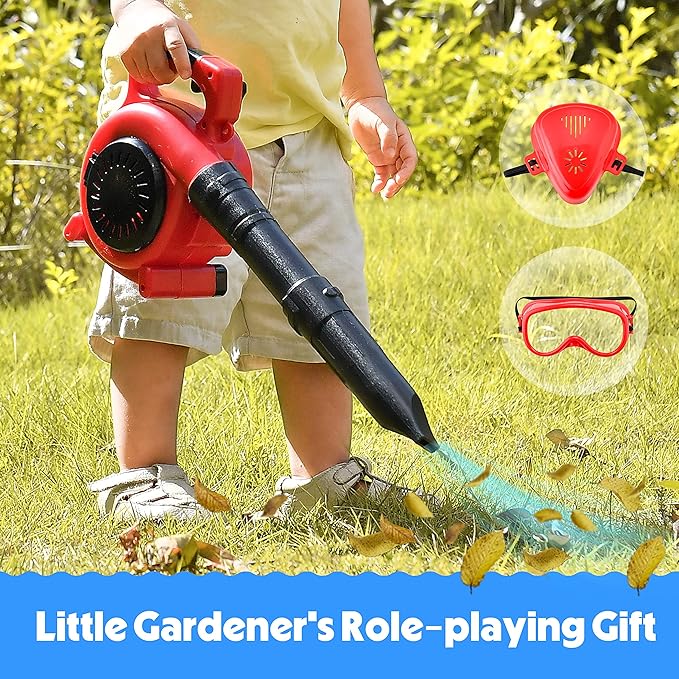 Toy Choi's Kids Leaf Blower - Toy Leaf Blower That Really Works with Tool Set, Pretend Play Series Construction Outdoor Preschool Gardening Kit for Boys & Girls Age 3-5 4-7
