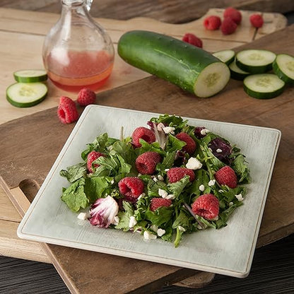 Carlisle FoodService Products Grove Reusable Plastic Plate Square Plate with Rim for Home and Restaurant, Melamine, 8.5 Inches, Buff