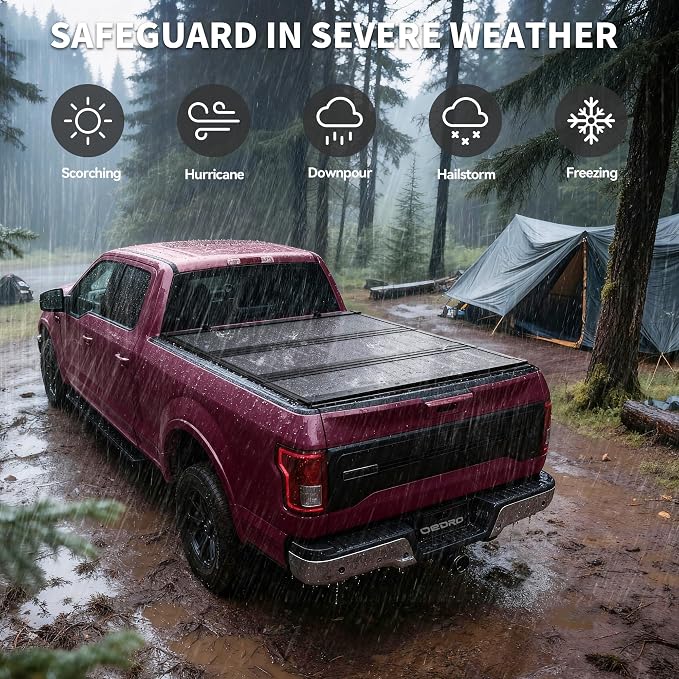 OEDRO Low-Profile Hard Tri-Fold Tonneau Cover Compatible with Dodge Ram 1500 New Body 2019 2020 2021 2022 2023 2024 2025 2026 5.7ft Bed Without Rambox, One-Handed Quick Release, Drainage Design