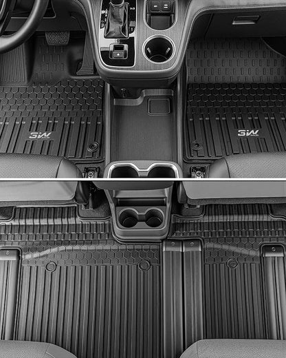 3W Floor Mats for Toyota Sienna 2021-2026 (Only for 7 Seat & Not Fit 25-26 Platinum Edition), TPE All Weather Custom Fit Floor Liner for Sienna XLE/XSE/Limited/Woodland Edition 1st, 2nd and 3rd Row