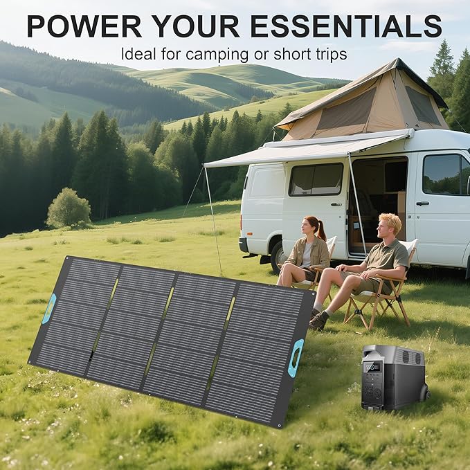 400W Portable Solar Panel for Power Station, 23.5% High Efficiency ETFE Foldable Solar Panels Charger, Fast Installation with Kickstands, IP67 Waterproof for RV, Outdoor Camping, Off Grid Blackouts