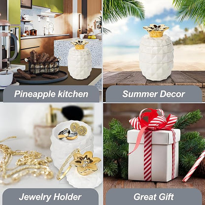 Set of 4 Decorative Pineapple Shaped Stackable Ceramic Kitchen Measuring Cups