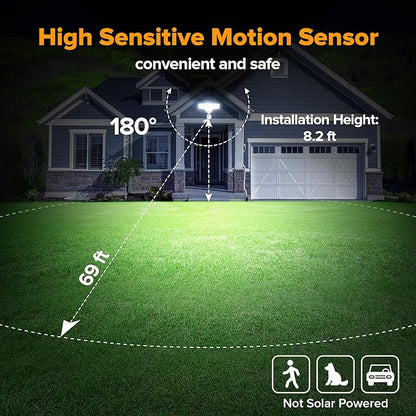 LUTEC 80W 9000LM LED Security Lights Motion Sensor Outdoor Lights, 4 Head LED