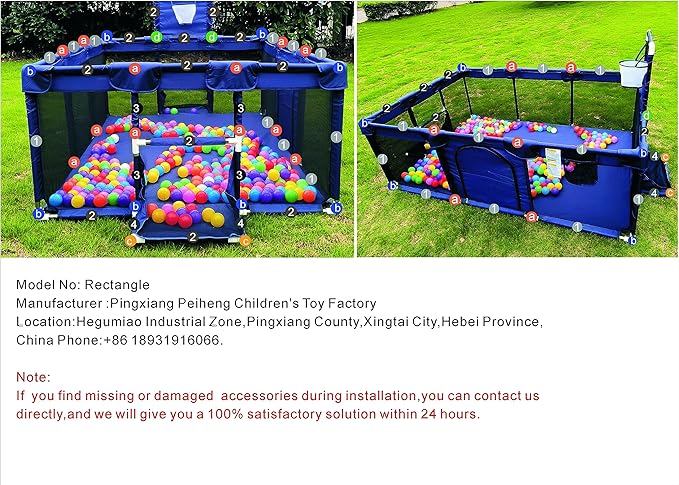 Gaorui Large Kids Baby Ball Pit - Portable Indoor Outdoor Baby Playpen Toddlers Children Safety Play Yard Fun Activities Popular Toys (Not Includes Balls) (Blue)