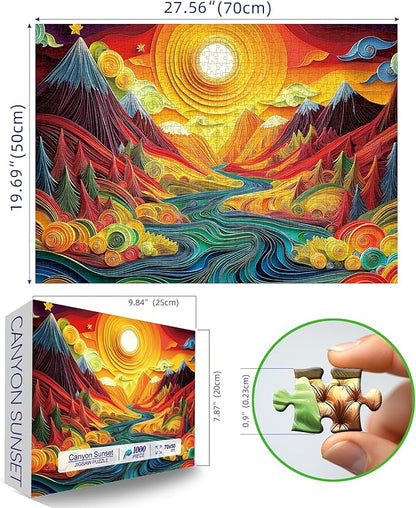 1000 Piece Jigsaw Puzzle for Adults, Canyon Sunset Landscape Hard Impossible Difficult Challenging Family Puzzle Perfect for Game Nights